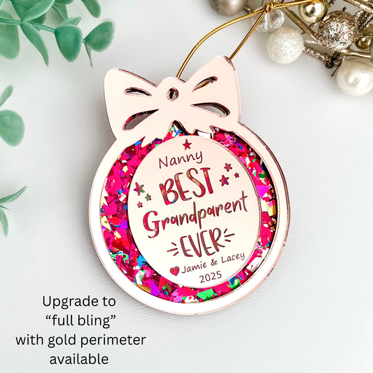 Pink Grandparent "Love you" Personalised Christmas Ornament **PRE-ORDER** 2025