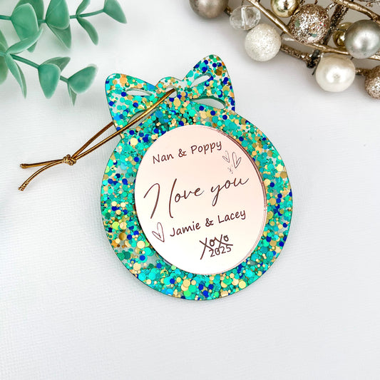 Green Grandparent "Love you" Personalised Christmas Ornament **PRE-ORDER** 2025