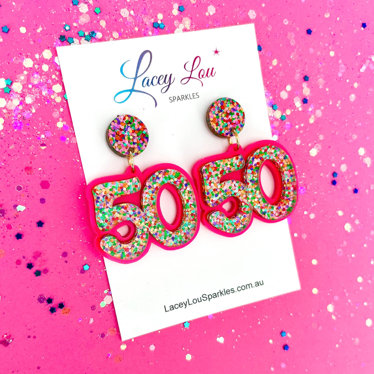 50th Birthday Statement Acrylic Earrings
