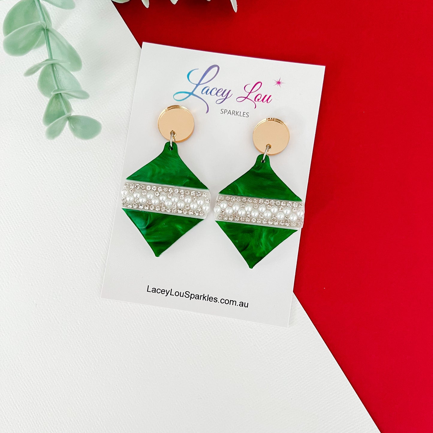 ‘Oh So Glamorous’ Statement Christmas Earrings - Green Swirl