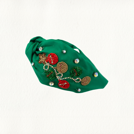 Beaded Green Christmas Bauble Headband