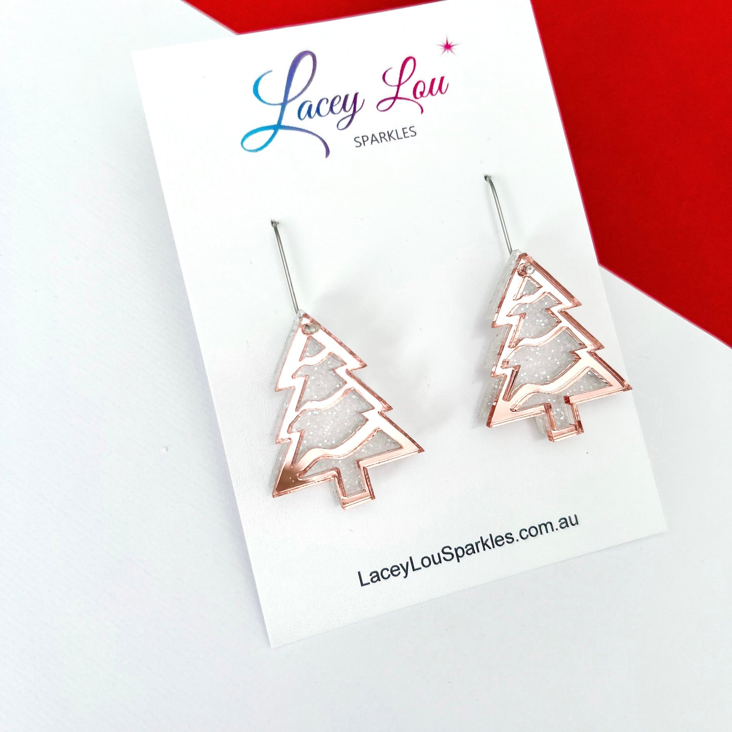 Layered White Christmas Tree Earrings