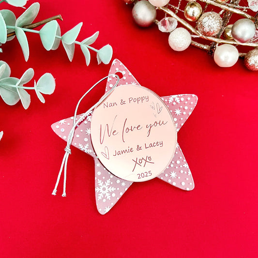 Clear Iridescent Grandparent "Love you" Personalised Christmas Ornament **PRE-ORDER** 2025