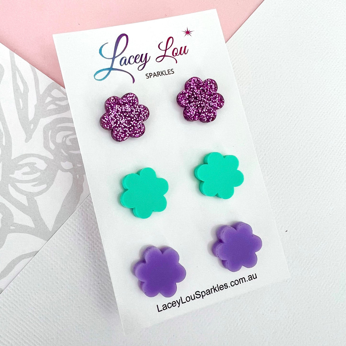 Flower Stud Set - Acrylic Earring set