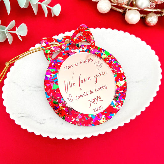 Red Grandparent "Love you" Personalised Christmas Ornament **PRE-ORDER** 2025