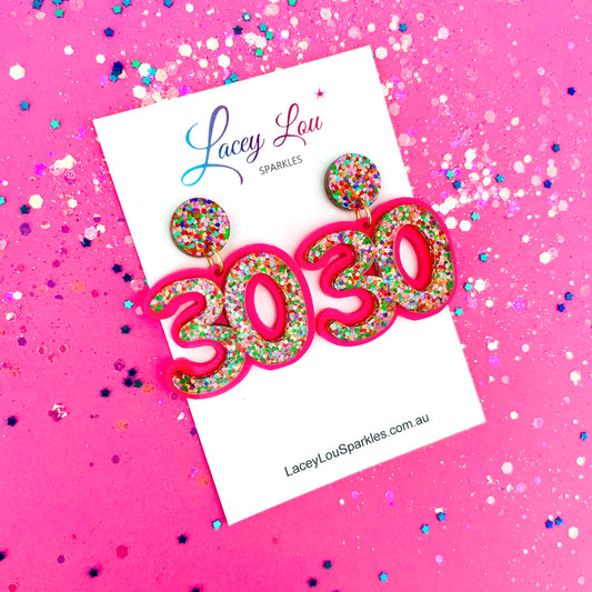 30th Birthday Statement Acrylic Earrings