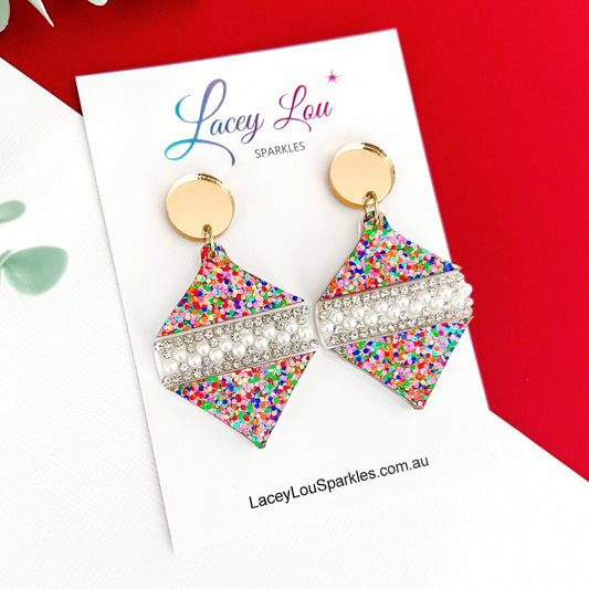 ‘Oh So Glamorous’ Statement Christmas Earrings - Confetti Glitter