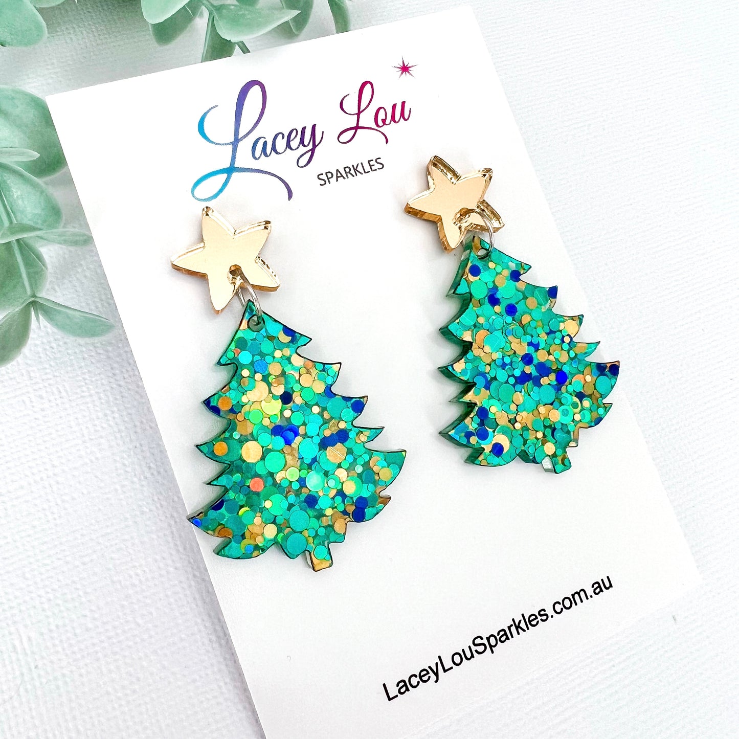 Large Colourful Christmas Tree Dangle Earrings