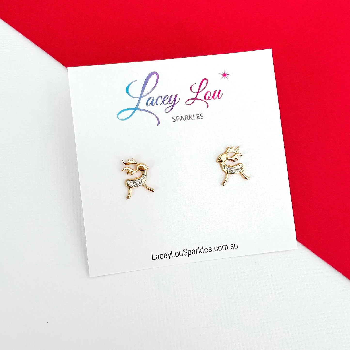 Bling Small Reindeer Stud Earrings