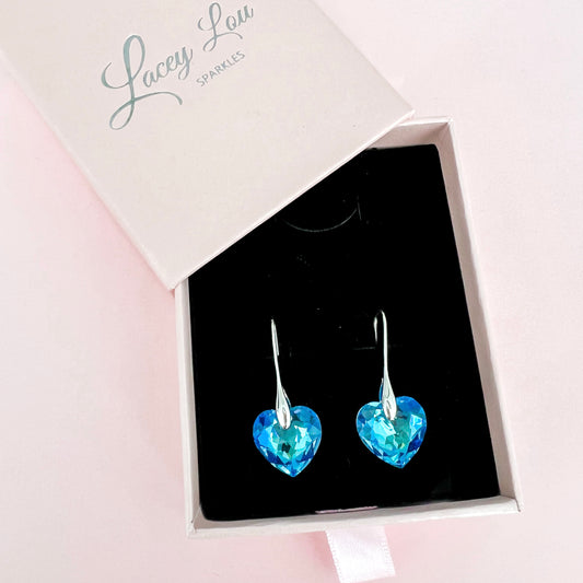 Blue Shimmer Crystal Heart Drops