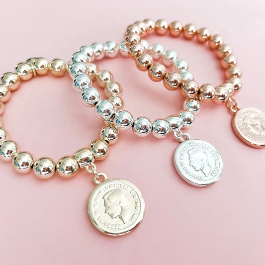 Melissa Stretchy Metal Bracelet with Coin Pendant