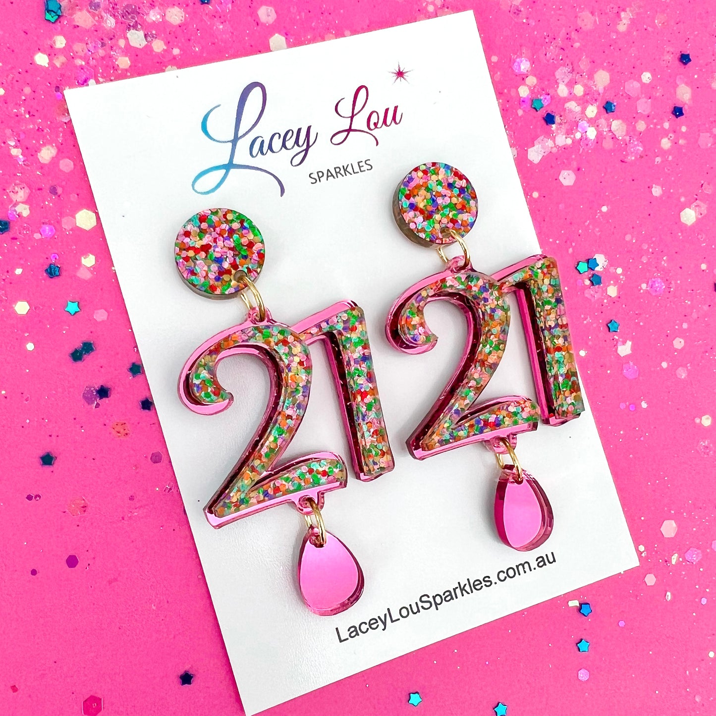 21st Birthday Statement Acrylic Earrings