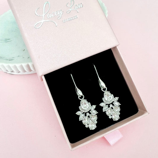 Emily Silver Bohemian Crystal Frill Earrings