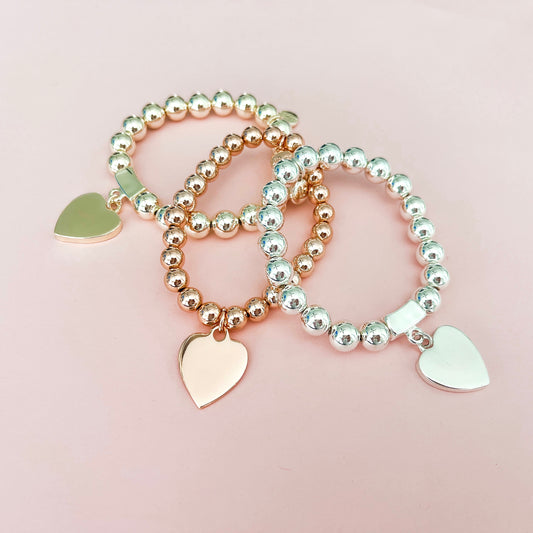 Melissa Stretchy Metal Bracelet with Heart Pendant