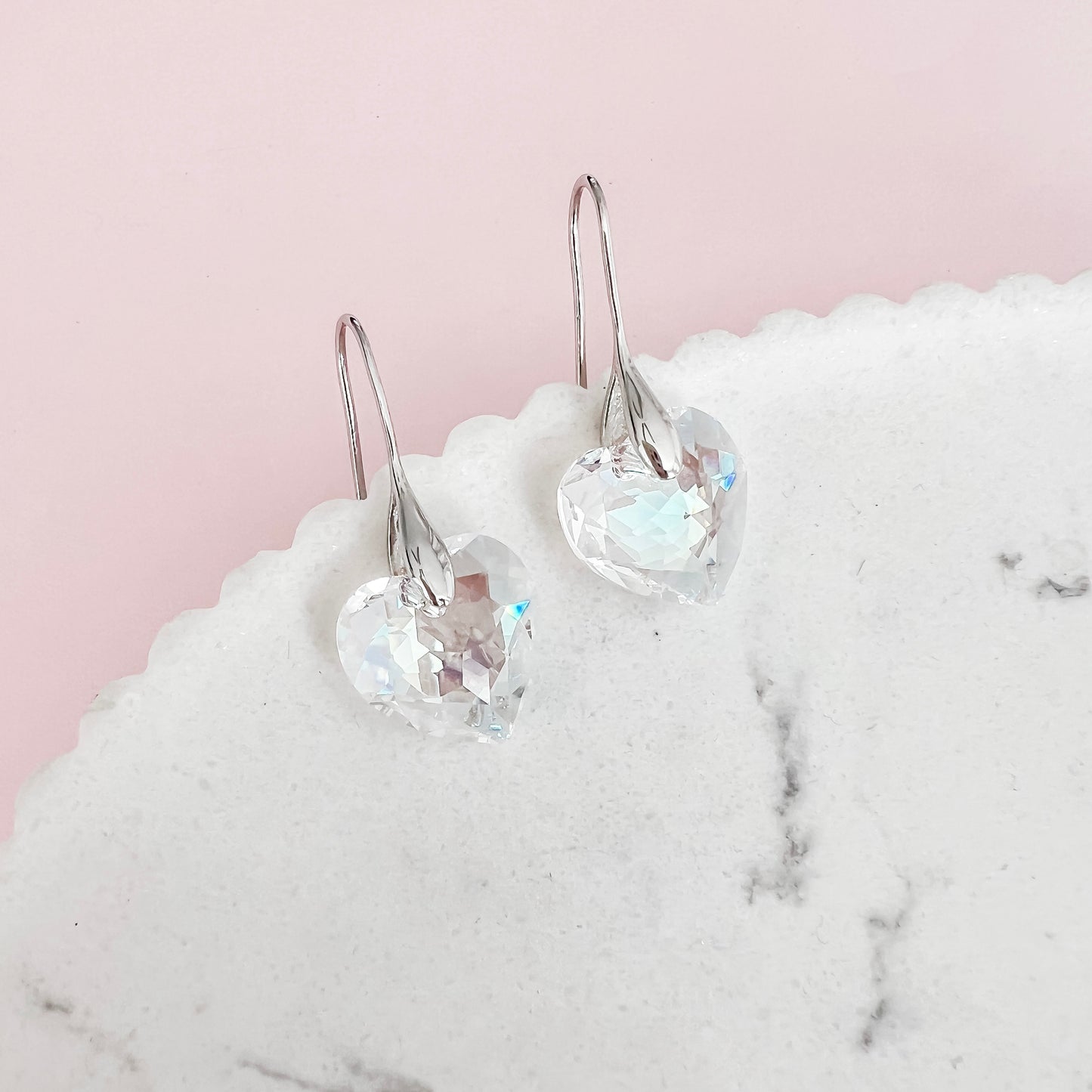 Clear Shimmer Crystal Heart Drops