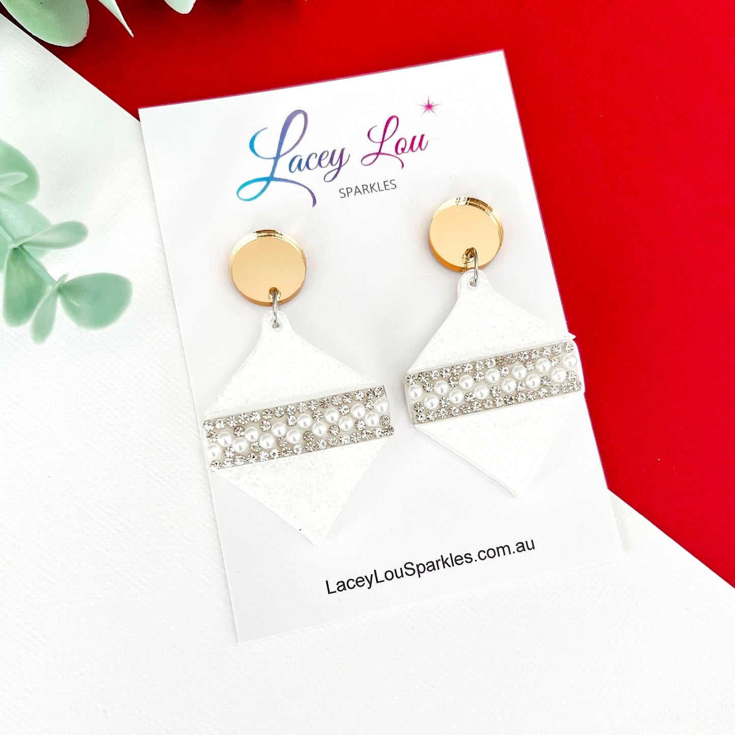 ‘Oh So Glamorous’ Statement Christmas Earrings - White Glitter
