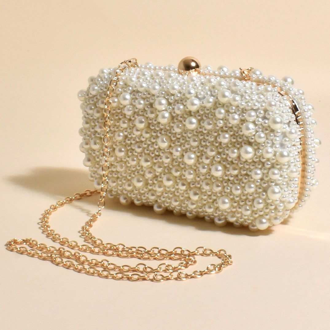 Luxe Faux Pearl Clutch Bag