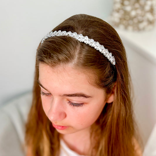 Thin Silver Crystal Alice Headband