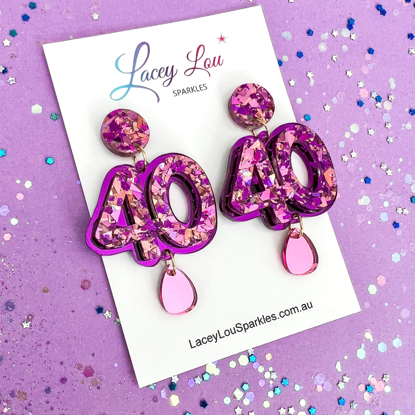 40th Birthday Earrings - Purple