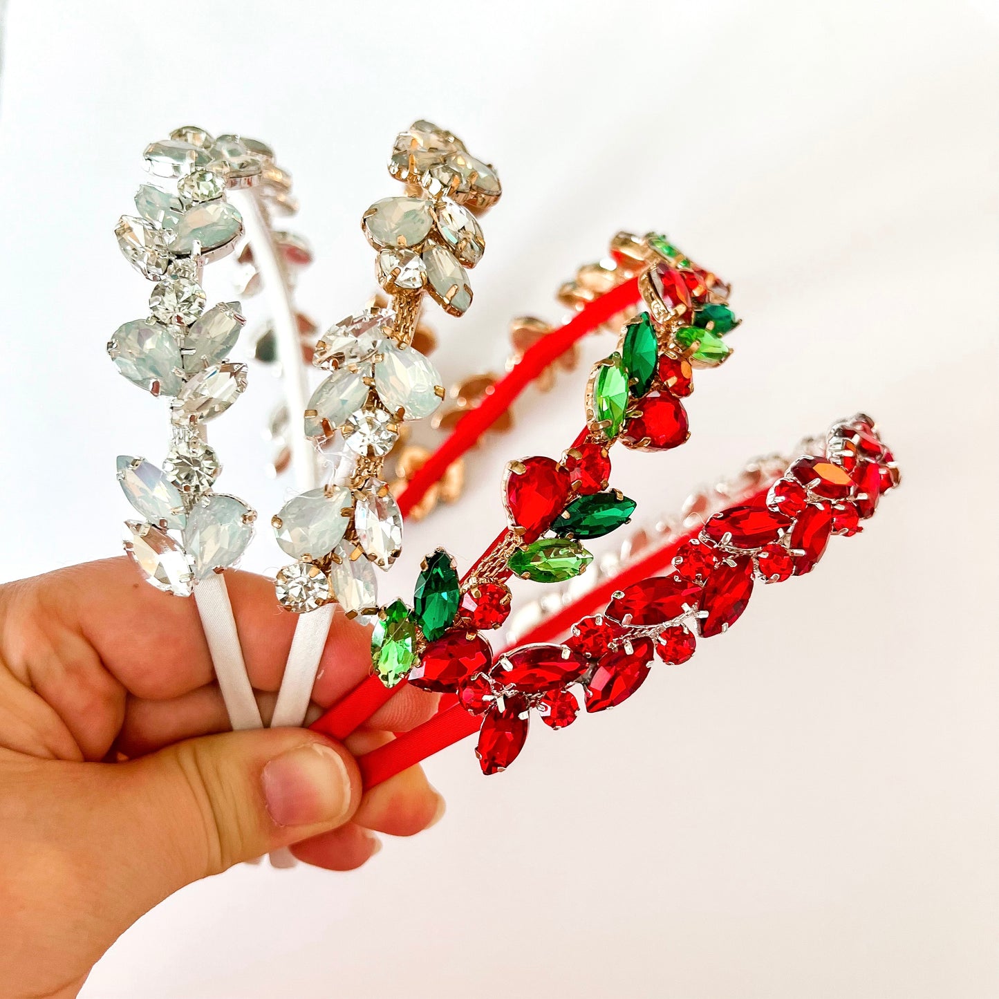 Frosted Rhinestone Christmas Headband (Silver)