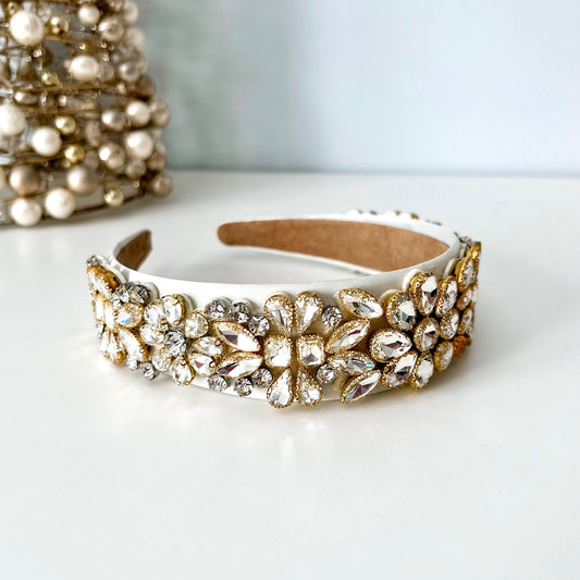 Clear (Gold) Flower Jeweled Statement Headband