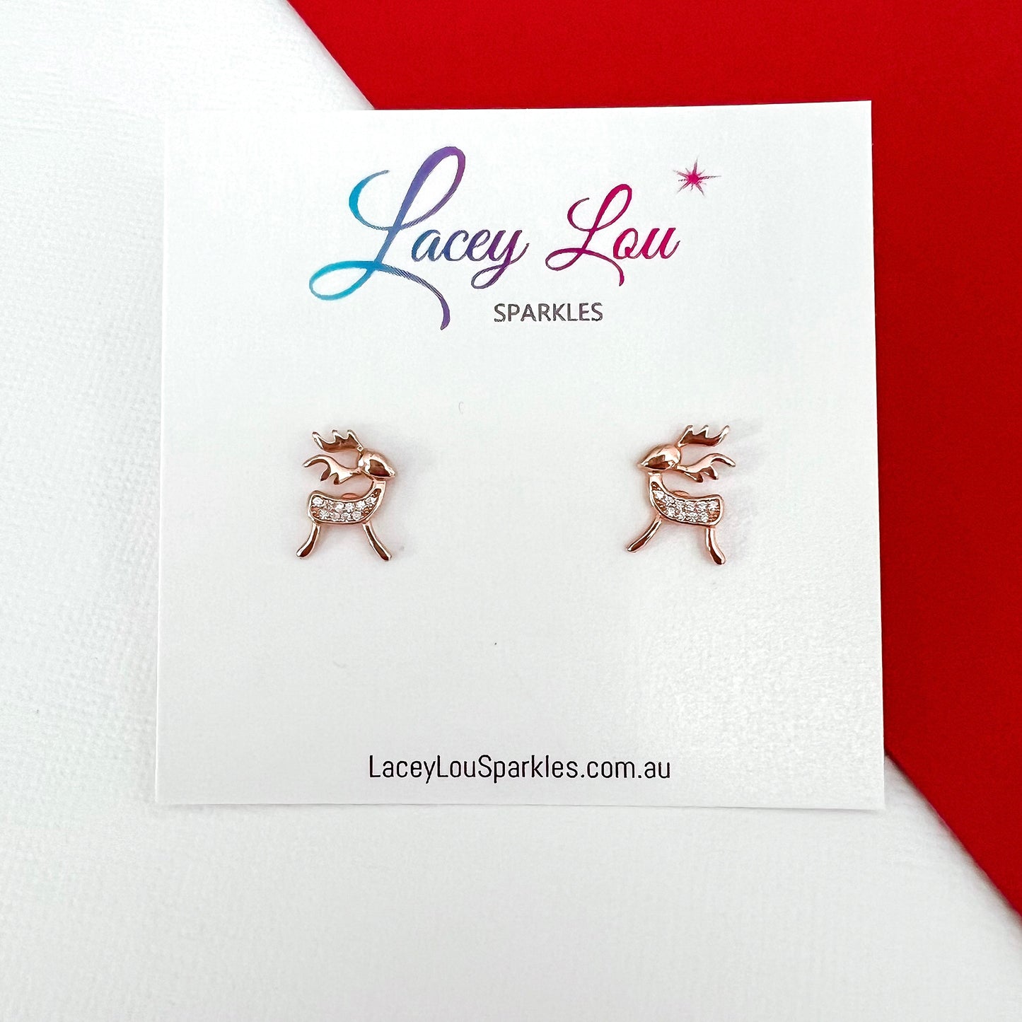 Bling Small Reindeer Stud Earrings