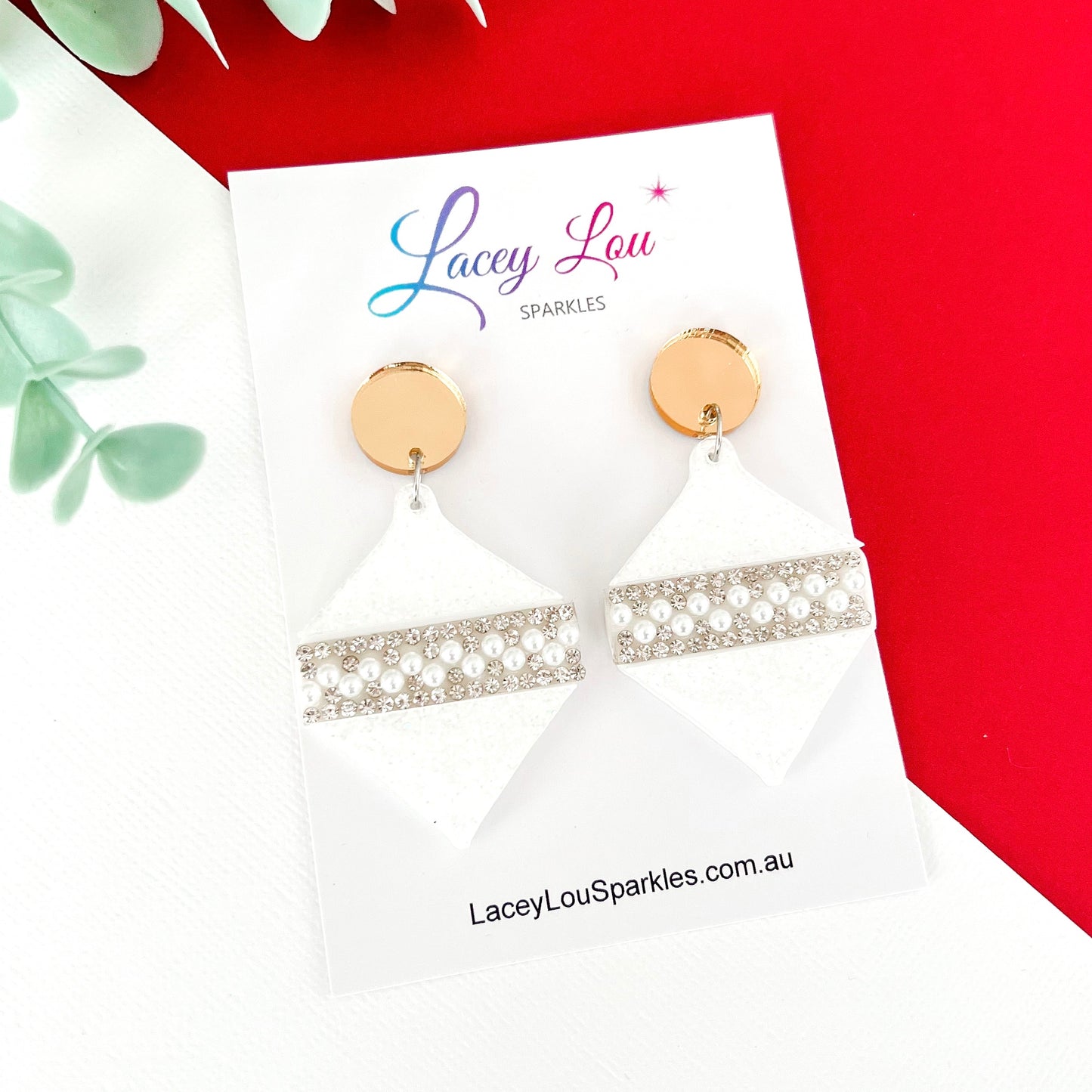 ‘Oh So Glamorous’ Statement Christmas Earrings - White Glitter
