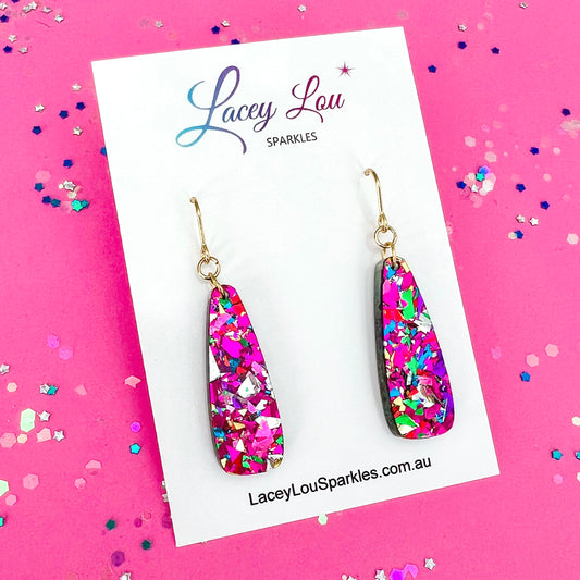 Rainbow Long Drop Dangle - Acrylic Earrings