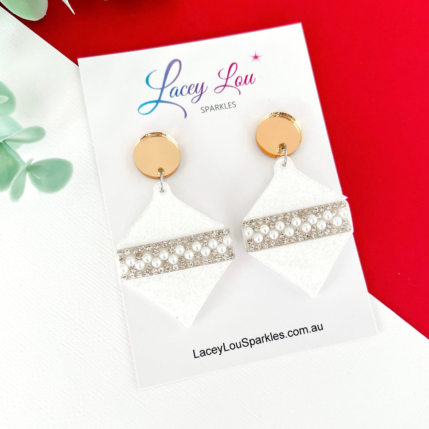 ‘Oh So Glamorous’ Statement Christmas Earrings - White Glitter