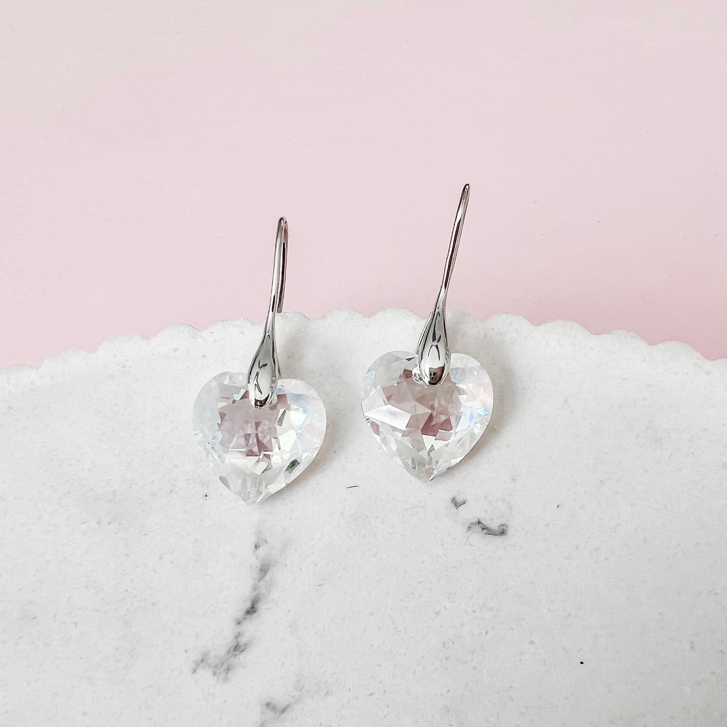 Clear Shimmer Crystal Heart Drops