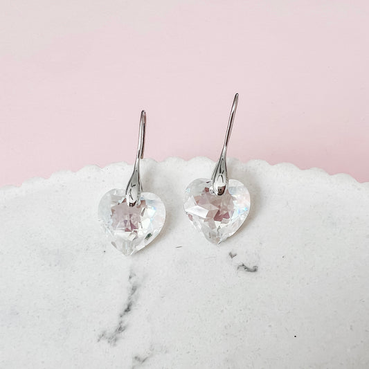 Clear Shimmer Crystal Heart Drops