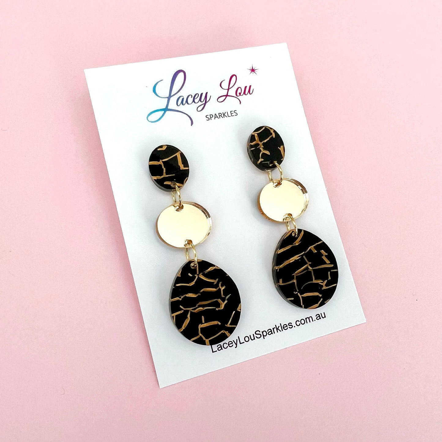 Black and Gold Tiger Statement Acrylic Dangle Earring