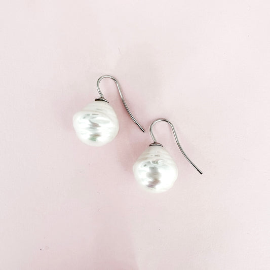 Medium Spanish Pearl Earrings - Ivory / Silver