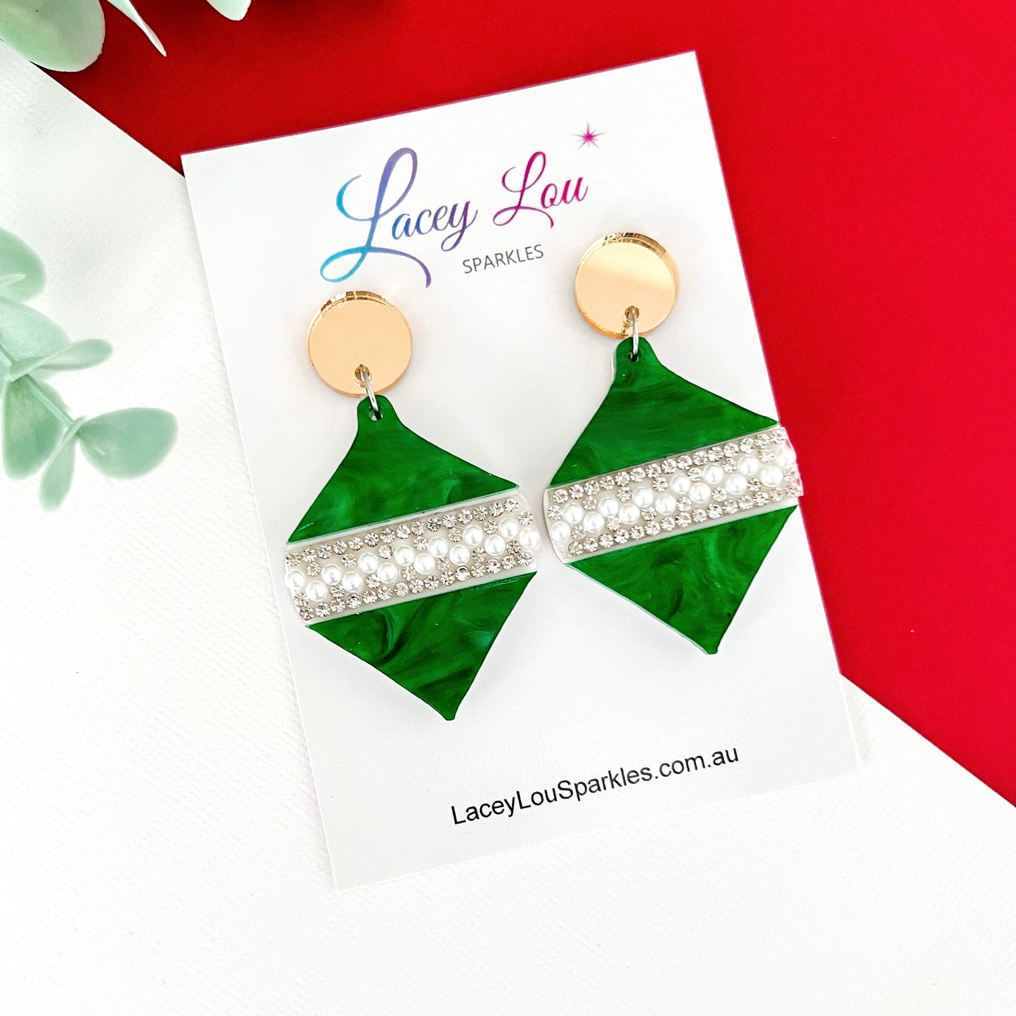 ‘Oh So Glamorous’ Statement Christmas Earrings - Green Swirl