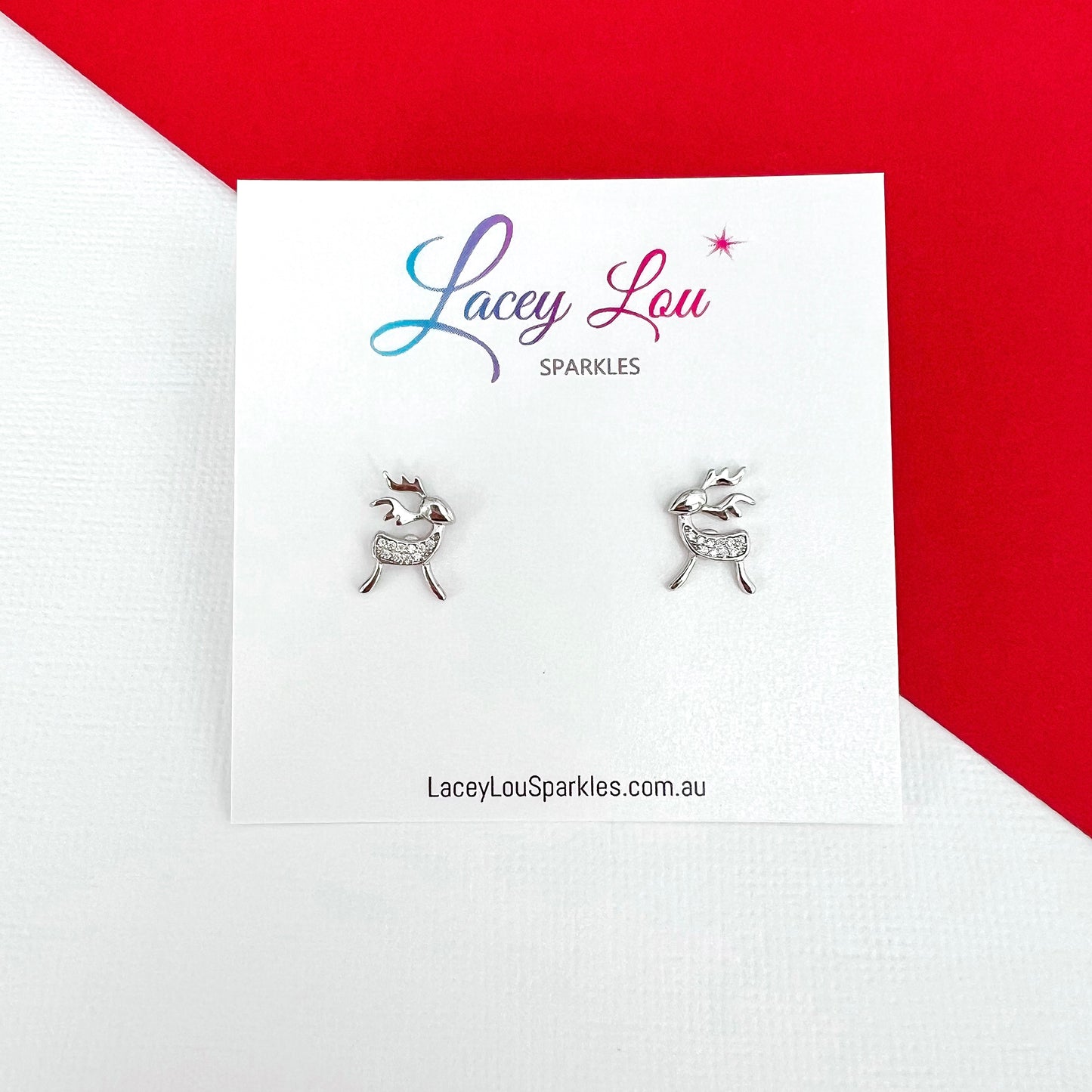 Bling Small Reindeer Stud Earrings