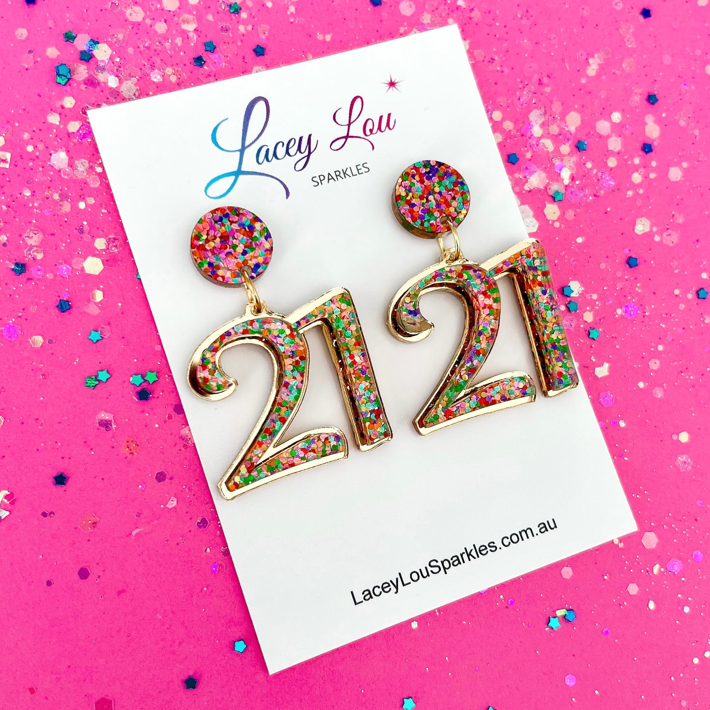 21st Birthday Statement Acrylic Earrings