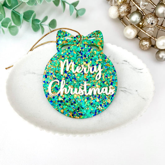Aqua “Merry Christmas” Ornament 2025 **PRE-ORDER**