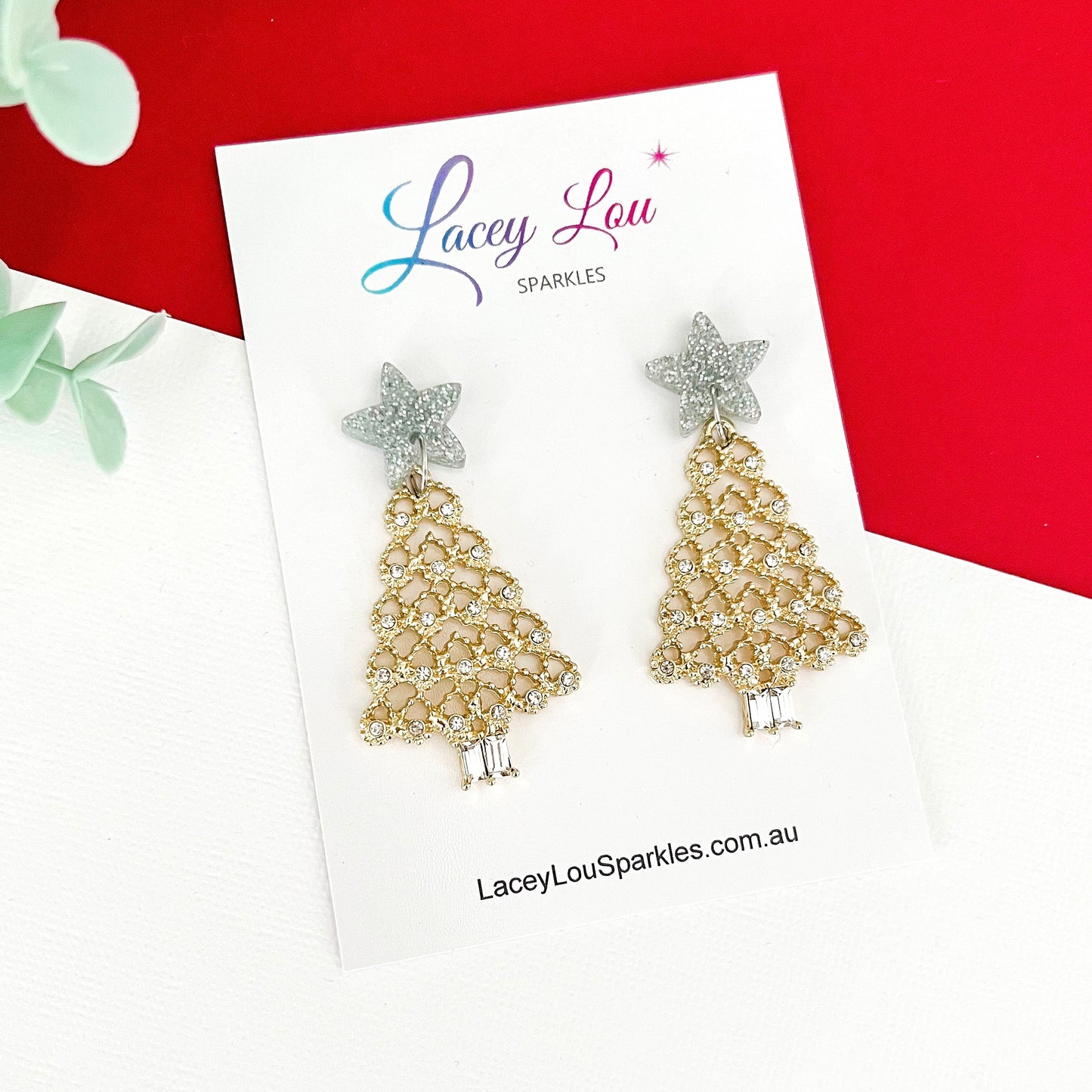 Gold Bling Metal  Christmas Dangle Earrings