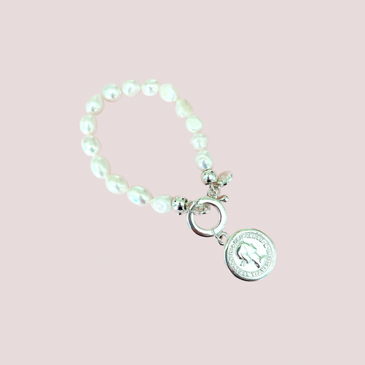 Coin Pearl Bracelet - Ivory / Silver