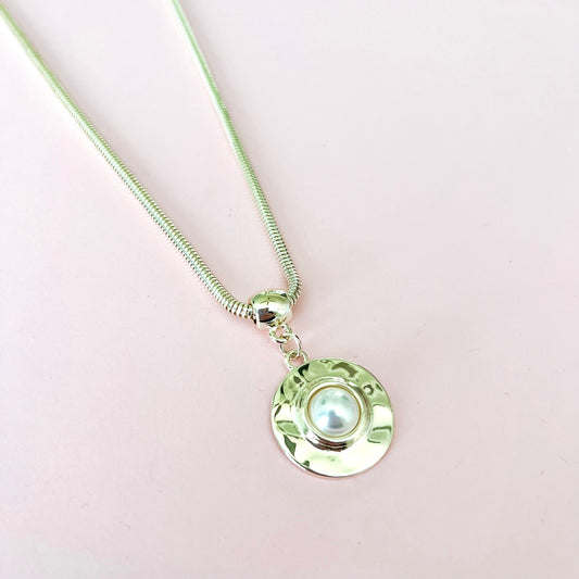 Silver Pearl Pendant Necklace