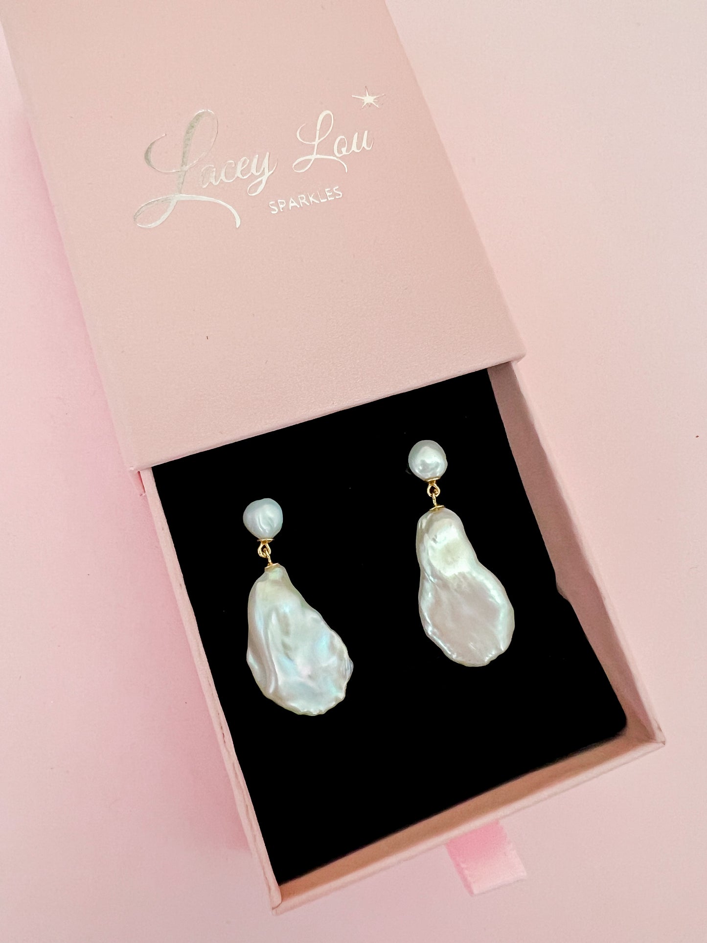 *SECONDS* Natural Baroque Keshi Pearl Drop Earrings