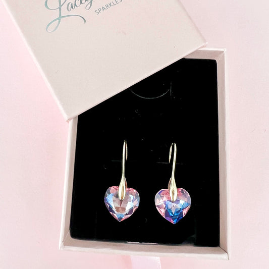 Pink Crystal Heart Drops
