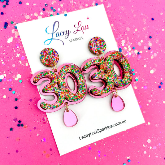 30th Birthday Statement Acrylic Earrings