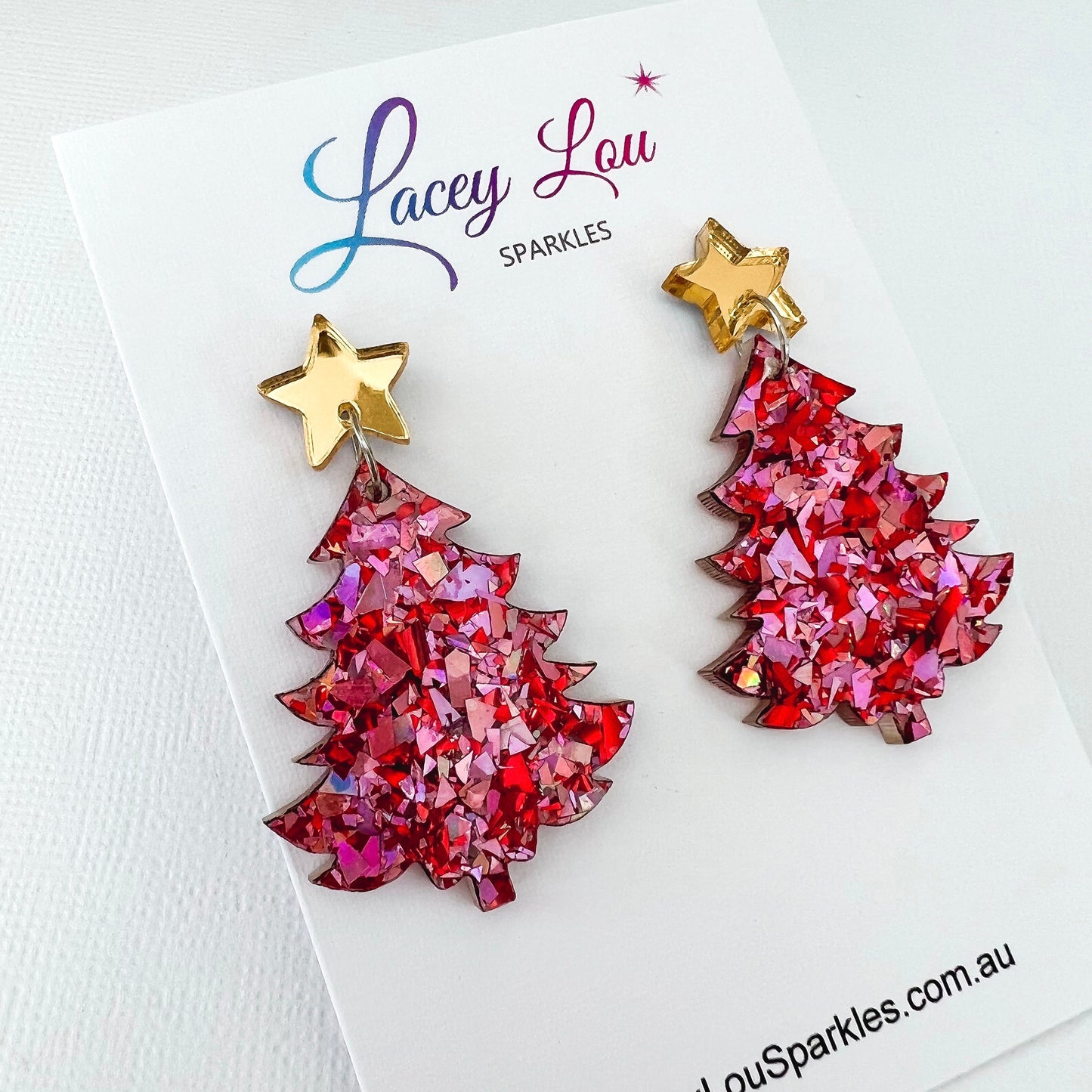 Large Colourful Christmas Tree Dangle Earrings