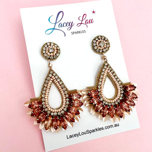Beaded Rose Gold Statement Earrings