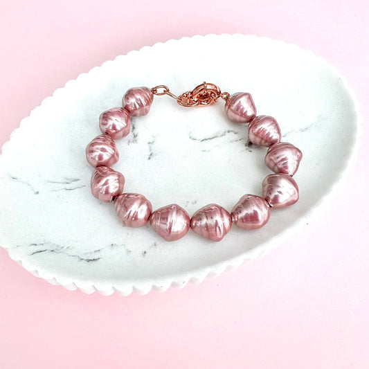 Spanish Pearl Bracelet - Mauve / Rose Gold