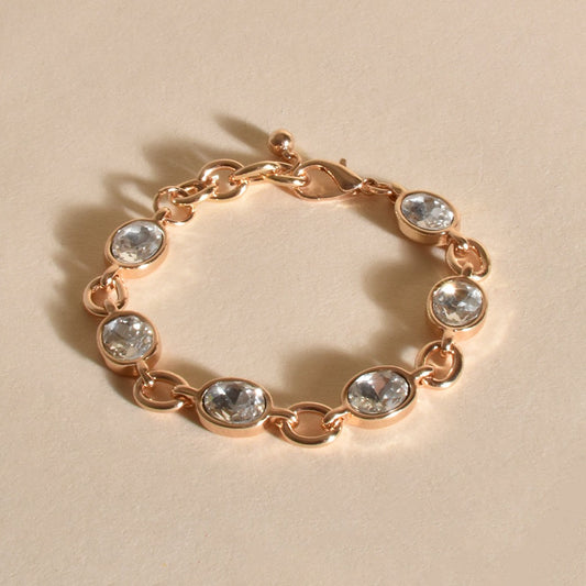 Gold and Oval Crystal Bracelet