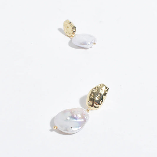Gold Freshwater Pearl Drop Earring