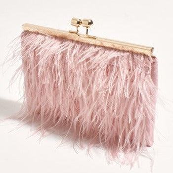 Nude Pink Feather Luxe Clutch Bag