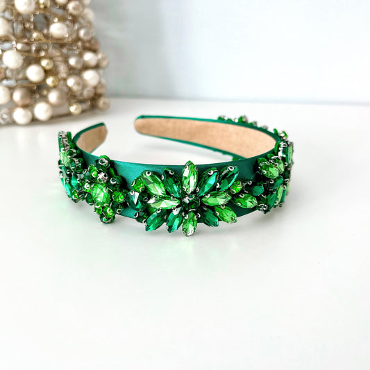 Green Jeweled Statement Christmas Headband